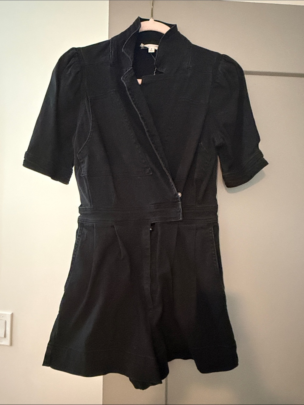 Black Short Sleeve Jean Romper